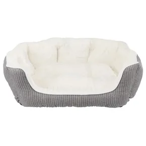 Ovales Bett DAVIN mit Plüsch 50 x 40 cm grau/creme